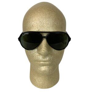 Vintage Ray-Ban Bausch & Lomb France Black Aviator Sunglasses Gray Lenses + Case
